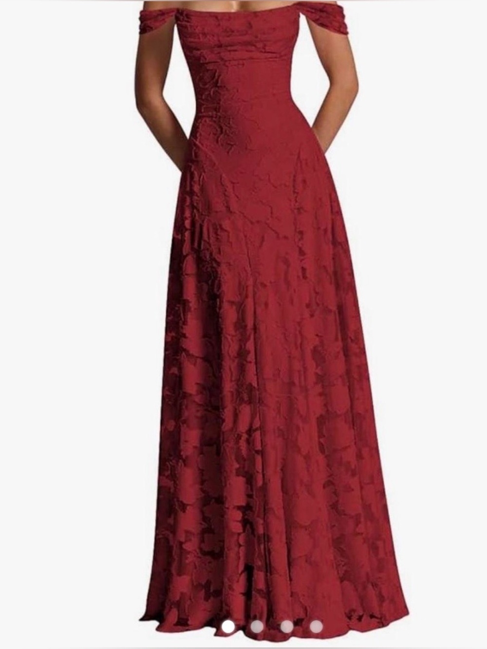 Off-Shoulder Burgundy Evening Gown
